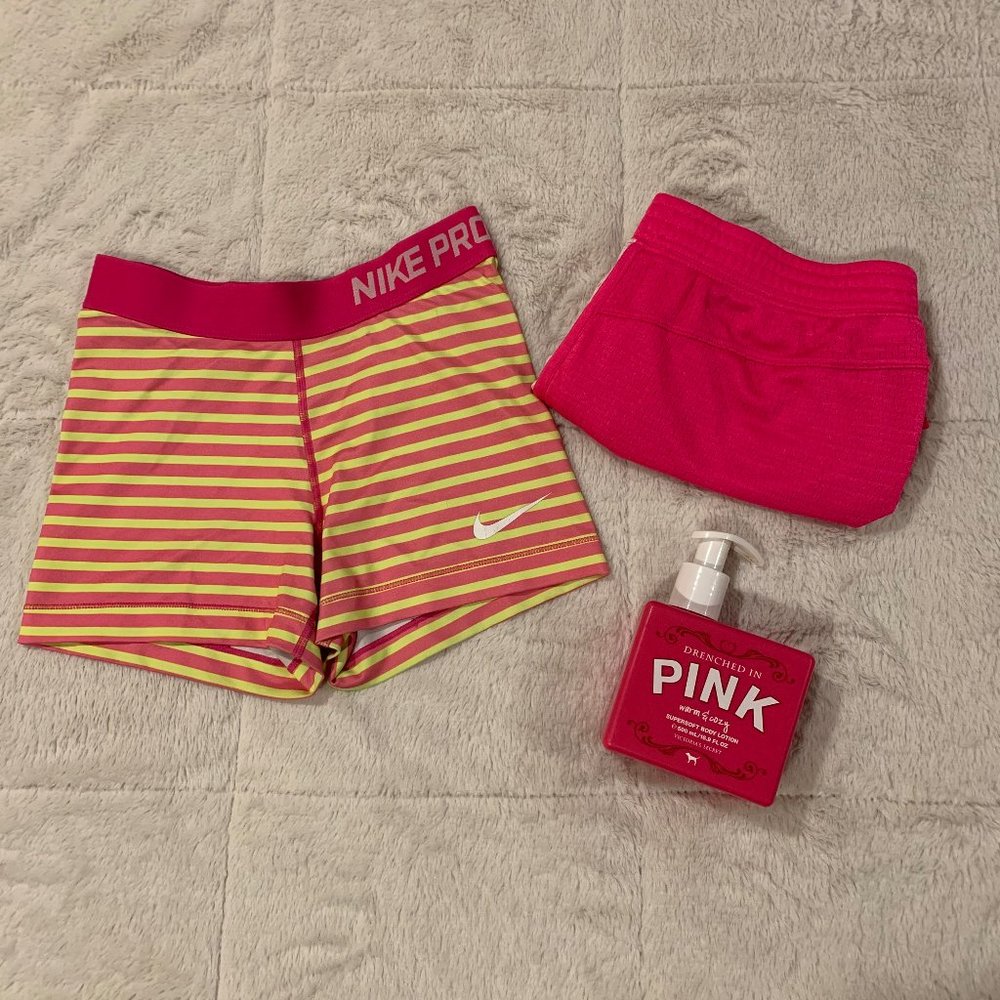 🌻Nike Pro Spandex Shorts (Pink/Yellow)